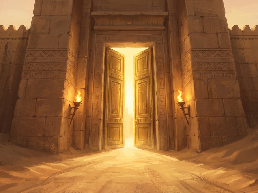 Das goldene Stadttor von Palmyra öffnet sich